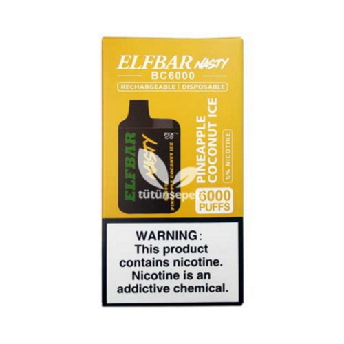 Elf Bar BC6000 Pineapple Coconut Ice Puff - Nasty - Görsel 4